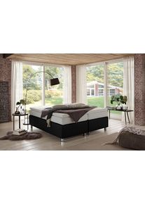 Boxspringbett "London in den Breiten 160x200, 180x200cm & 200x200cm", schwarz, B:160cm L:200cm, Westfalia Schlafkomfort, Komplettbetten, Boxspringbett
