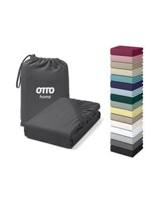 Spannbettlaken OTTO HOME "Cremona Baumwolle-Elasthan", anthrazit, B:140cm L:200cm, Jersey (180 g/m&sup2;), Obermaterial: 96% Baumwolle, 4% Elasthan, Bettlaken, Spannbettlaken, NEU bis 30 cm H&ouml;he, Bettlaken in PREMIUM Qualit&auml;t, auch Zwirn-Jersey