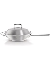 Wok Fissler "ORIGINAL-PROFI COLLECTION Wok mit Deckel", silber (silberfarben), &Oslash;:30cm, Pfannen, Wok, mit breitem Sch&uuml;ttrand, Kaltmetallgriffen. Made in Germany