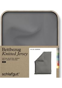 Bettbezug Schlafgut "Premium Bettbezug Knitted Jersey (1 St)", grau (grau mid), B:155cm L:220cm, Jersey, Obermaterial: 95% Baumwolle, 5% Elasthan, Bettbez&uuml;ge, Bettbezug, Ton-in-Ton Rei&szlig;verschluss, Bio-Baumwolle mit Elasthan, Uni, OEKO Tex