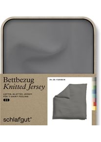 Bettbezug Schlafgut "Premium Bettbezug Knitted Jersey (1 St)", grau (grau mid), B:200cm L:200cm, Jersey, Obermaterial: 95% Baumwolle, 5% Elasthan, Bettbez&uuml;ge, Bettbezug, Ton-in-Ton Rei&szlig;verschluss, Bio-Baumwolle mit Elasthan, Uni, OEKO Tex
