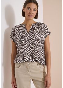 Shirtbluse Cecil, Damen, Gr. XL (44), braun cacao, Web, Obermaterial: 100% Viskose, normal h&uuml;ftbedeckend, Rundhals, abgesteppte Kante, Blusen Shirtbluse, Sommerbluse mit Split Neck und Zebra-Print, Topseller