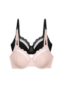 B&uuml;gel-BH Dorina "Jana", Damen, Gr. 85, Cup F, schwarz (schwarz, pink), Microtouch, Obermaterial: 82% Polyamid, 13% Elasthan, 5% Polyester, BHs B&uuml;gel-BH, Spitzen-Details