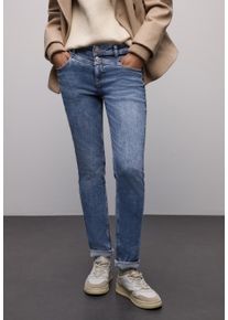 5-Pocket-Jeans Street One "Style Jane", Damen, Gr. 30, L&auml;nge 30, blau (medium blau washed), Denim/Jeans, Obermaterial: 76% Baumwolle, 18% Lyocell, 4% Elastomultiester, 2% Elasthan, unifarben, slim fit lang, Jeans 5-Pocket-Jeans, mit schmalem Bein und Stretch