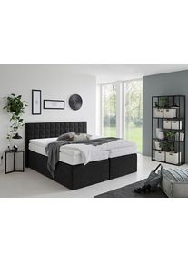 Boxspringbett "Dublin, wahlweise mit Topper in verschiedenen H&auml;rtegraden erh&auml;ltlich", schwarz, B:215cm L:210cm, Westfalia Schlafkomfort, Komplettbetten, Boxspringbett, mit sch&ouml;ner Kopfteilversteppung