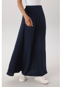 Maxirock Aniston SELECTED, Damen, Gr. 48, blau (marine), Web, Obermaterial: 100% Polyester, unifarben, figurumspielend kn&ouml;chelfrei, R&ouml;cke Maxirock, bequemer Gummizugbund im R&uuml;cken - NEUE KOLLEKTION