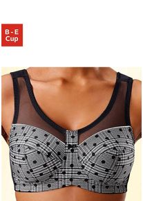 Entlastungs-BH NUANCE BY LASCANA, Damen, Gr. 90, Cup E, schwarz (schwarz, kariert), Microtouch, Obermaterial: 50% Polyamid, 43% Polyester, 7% Elasthan, BHs Entlastungs-BH, ohne B&uuml;gel, mit breiten, wattierten Tr&auml;gern &ndash; ideal f&uuml;r gro&szlig;e Gr&ouml;&szlig;en