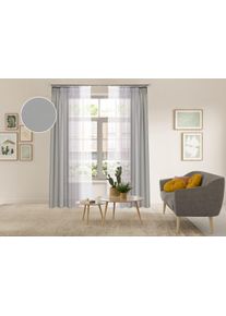 Gardine OTTO HOME "Nivva", grau, B:140cm H:175cm, Polyester, Gardinen, Gardine, Transparent, Kr&auml;uselband, Pflegeleicht, 2er Set