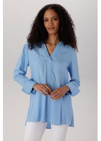Longbluse Aniston SELECTED, Damen, Gr. 48, hellblau, Web, Obermaterial: 100% Viskose, unifarben, Basic, l&auml;ssig geschnitten lang, V-Ausschnitt, lange Manschette, Blusen Longbluse, mit extra-langen Manschetten