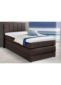 Boxspringbett Hapo "ORNELLA inkl. Bettkasten, in verschiedenen Breiten erh&auml;ltlich", braun, Liegefl&auml;che B/L: 100cm x 200cm, kein H&auml;rtegrad, Bonnell-Federkernmatratze, Das Bett ist mit pflegeleichtem Feinstrukturstoff in Leinenoptik (100% Polyester) bezogen.;Die Oberseite der Unterfederung und die Ober- und Unterseite der Obermatratze sind jeweils mit einem rutschhemmenden Stoff aus 70% Polyester un