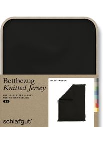 Bettbezug Schlafgut "Premium Bettbezug Knitted Jersey (1 St)", schwarz (off, schwarz), L:200cm, Jersey, Obermaterial: 95% Baumwolle, 5% Elasthan, Bettbez&uuml;ge, Bettbezug, Ton-in-Ton Rei&szlig;verschluss, Bio-Baumwolle mit Elasthan, Uni, OEKO Tex