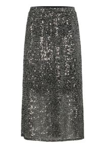 Midirock Kaffe CURVE "Rock KClaila", Damen, Gr. XL, silber (silber sequin), Obermaterial: 100% Polyester PES., R&ouml;cke Midirock