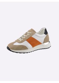 Sneaker Heine, Damen, Gr. 39, orange (wei&szlig;, orange), Leder, Rindsleder, Veloursleder, Schuhe Sneaker
