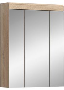Badezimmerspiegelschrank Welltime "SIENA, Breite 60cm, 3 Spiegelt&uuml;ren, 9 F&auml;cher, 6 Einlegeb&ouml;den", beige (sonoma eiche hell, spiegelglas), B:60cm H:79cm T:18cm, FSC-zertifizierter Holzwerkstoff, Glas, Schr&auml;nke, Badezimmerspiegelschrank, in verschiedenen Farben erh&auml;ltlich, Badm&ouml;bel, Spiegel, Badschrank, Bad