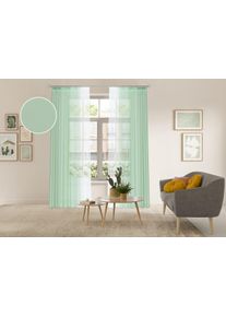 Gardine OTTO HOME "Nivva", gr&uuml;n, B:140cm H:145cm, Polyester, Gardinen, Gardine, Transparent, Kr&auml;uselband, Pflegeleicht, 2er Set