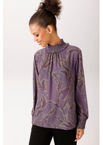 Schlupfbluse Aniston CASUAL, Damen, Gr. 42, lavendel, lila, apfelgr&uuml;n, Cr&ecirc;pe, Obermaterial: 95% Polyester, 5% Elasthan, bedruckt, figurumspielend h&uuml;ftbedeckend, Smokb&uuml;ndchen mit Gummizug, Blusen Schlupfbluse, mit gro&szlig;fl&auml;chigen, grafischen Bl&auml;ttern bedruckt - NEUE KOLLEKTION