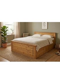 Massivholzbett OTTO HOME "Hugo, FSC zertifiziert, Landhausstil, zeitlos und edel", natur, ge&ouml;lt, B:172cm H:84,5cm L:212cm, Betten, Massivholzbett, Stauraumbett, extra belastbar, Made in EU, viele Breiten