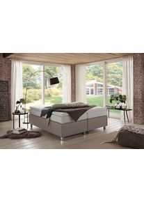 Boxspringbett "London in den Breiten 160x200, 180x200cm & 200x200cm", beige (pepper), B:160cm L:200cm, Westfalia Schlafkomfort, Komplettbetten, Boxspringbett