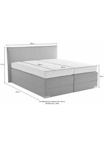 Boxspringbett, grau, Liegefl&auml;che B/L: 180cm x 200cm, H2 + H2, Bonnell-Federkernmatratze, Bettrahmen und seitliche Einfassung Unterbox und Obermatratze: Fein-Strukturstoff (77% Polyester, 23% Viskose).;Spiegelfl&auml;che der Matratzen: 100% Polyester, Westfalia Schlafkomfort, Komplettbetten, Boxspringbett