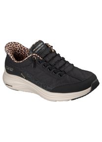 Slip-On Sneaker Skechers "CONTOUR FOAM-LEOPARD DREAM", Damen, Gr. 42, schwarz, Leder, Lederimitat, Textil, Schuhe Slip-On Sneaker, Schlupfschuh, Halbschuh, Freizeitschuh mit Animal-Print