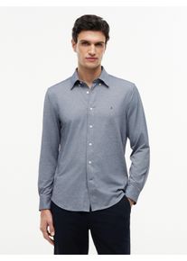 Langarmhemd Tommy Hilfiger "PERFORMANCE PIQUE OXFORD", Herren, Gr. XXL (58), N-Gr, grau (carbon navy), Web;Piqu&eacute;, Obermaterial: 53% Baumwolle, 47% Polyester, normal normal, Manschette, Hemden Langarmhemd