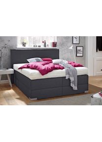Boxspringbett, grau (anthrazit), Liegefl&auml;che B/L: 140cm x 200cm, H2 + H2, 7-Zonen-Kaltschaummatratze, Bettrahmen und seitliche Einfassung Unterbox und Obermatratze: Fein-Strukturstoff (77% Polyester, 23% Viskose).;Spiegelfl&auml;che der Matratzen: 100% Polyester, Westfalia Schlafkomfort, Komplettbetten, Boxspringbett