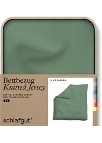 Bettbezug Schlafgut "Premium Bettbezug Knitted Jersey (1 St)", gr&uuml;n (gr&uuml;n mid), B:200cm L:200cm, Jersey, Obermaterial: 95% Baumwolle, 5% Elasthan, Bettbez&uuml;ge, Bettbezug, Ton-in-Ton Rei&szlig;verschluss, Bio-Baumwolle mit Elasthan, Uni, OEKO Tex