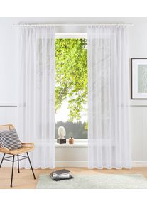 Gardine OTTO HOME "XANA mit &Ouml;sen, Kr&auml;uselband oder Schlaufen" Gr. 4, wei&szlig;, B:145cm H:245cm, Voile, Polyester, Gardinen, Gardine, Bestseller, einfarbig, 1 bzw. 2 Schals, pflegeleicht, Beststeller