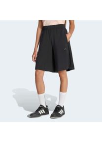 Shorts adidas Sportswear "JG FI 3S LNG SH" Gr. 140, schwarz, schwarz,, Hosen, M&auml;dchen, 140, N-Gr, Obermaterial: 67% Polyester, 33% Baumwolle, Shorts
