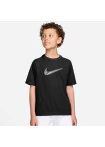 T-Shirt Nike "B NK DF MULTI SS TOP HBR", M&auml;dchen, Gr. XS (116/122), schwarz, wei&szlig;, Jersey, Obermaterial: 100% Polyester, normal, Rundhals, Shirts T-Shirt, mit Rundhalsausschnitt, aus Jersey, Kurzarm, normale L&auml;nge