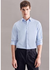 Businesshemd Seidensticker "Schwarze Rose", Herren, Gr. L (41), normale &Auml;rmell&auml;ngen, blau (hellblau), 93% Polyester, 7% Elasthan, unifarben, skinny fit, 2-Knopf-Manschette, Hemden Businesshemd, X-Slim 1/1 Kentkragen Uni
