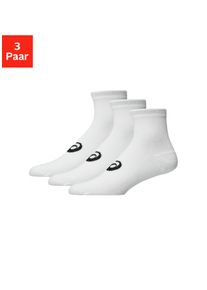 Laufsocken asics "3 PACK QUARTER SOCK", Damen, Gr. M (39/42), brilliant wei&szlig;, Obermaterial: 69% Baumwolle, 24% Polyester, 5% Nylon, 2% sonstige Fasern, Socken Laufsocken, mit D&auml;mpfung
