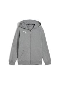 Kapuzensweatjacke Puma "TEAMGOAL CASUALS HOODED JACKET JR", Jungen, Gr. 164, medium gray heather, Puma wei&szlig;, Sweatware, Obermaterial: 60% Baumwolle, 40% Polyester, unifarben, regular fit normal, angesetztes B&uuml;ndchen, Sweatjacken Kapuzensweatjacke, mit Kapuze, f&uuml;r Fu&szlig;ball, mit Rei&szlig;verschluss, Regular Fit