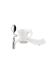 Villeroy & Boch Espressotasse VILLEROY & BOCH "NewWave Caff&egrave; NWC Espressoset", wei&szlig;, H:6,9cm, Porzellan, Trinkgef&auml;&szlig;e, Espressotasse, Wellendesign
