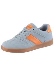 Sneaker ANISTON SHOES, Damen, Gr. 38, Textil, blau (hellblau, orange), Lederimitat, Basic, Schuhe Sneaker, Freizeitschuh, Halbschuh, Schn&uuml;rschuh im Retro-Look