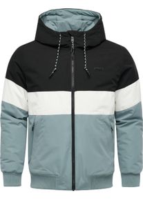 Winterjacke Ragwear "Winterjacke Jinig Warm YOUMODO", Herren, Gr. XL, blau (stone blau), Obermaterial: 100% Polyester PES. Obermaterial: Futter: 100% Polyester PES. 100% Polyester PES., gerade, hoch geschlossener Ausschnitt, &Auml;rmel ohne &Auml;rmelschlitz Rippb&uuml;ndchen, Jacken Winterjacke, Gef&uuml;tterte Herren Colourblocking Bomberjacke mit Kapuze