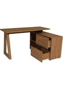 Eckschreibtisch Jahnke "CLUB", montana eiche, montana eiche, montana eiche, B:140cm H:76cm T:110cm, Tische, Eckschreibtisch, wechselseitig montierbar