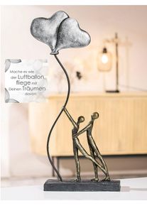 Dekofigur CASABLANCA BY GILDE "Skulptur "Love Balloon", braun (bronzefarben), B:20cm H:48cm T:7,5cm, Kunstharz, Dekofiguren, Dekofigur