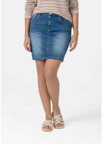 Jeansrock Timezone "MarahTZ Skirt", Damen, Gr. 33, blau, 62% Baumwolle 22% Polyester 14% Lyocell 2% Elastan, kniefrei, R&ouml;cke Jeansrock