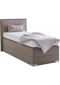 Boxspringbett, beige (dunkelbeige), Liegefl&auml;che B/L: 90cm x 200cm, H3, 7-Zonen-Kaltschaummatratze, Bettrahmen und seitliche Einfassung Unterbox und Obermatratze: Fein-Strukturstoff (77% Polyester, 23% Viskose).;Spiegelfl&auml;che der Matratzen: 100% Polyester, Westfalia Schlafkomfort, Komplettbetten, Boxspringbett