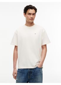 T-Shirt Tommy Jeans "RELAX FLAG TEE", Herren, Gr. XL, beige (cream), Single Jersey, Obermaterial: 100% Baumwolle, unifarben, relaxed fit normal, Rundhals, eingesetzt abgesteppte Kante, Shirts T-Shirt, Relaxed fit mit Rundhalsausschnitt