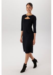 Shirtkleid Aniston SELECTED, Damen, Gr. 48, N-Gr, schwarz, Milano Rib, Obermaterial: 85% Viskose, 10% Polyester, 5% Elasthan, unifarben, figurumspielend kniebedeckend, Rundhals, Kleider Shirtkleid, gro&szlig;z&uuml;giger Cut-Out am Rundhalsausschnitt - NEUE KOLLEKTION