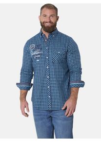 Karohemd Jan Vanderstorm "Hemd PERTAVIN", Herren, Gr. 3XL, weit, blau (dunkelblau kariert), Obermaterial: 100% Baumwolle CO., Hemden Karohemd