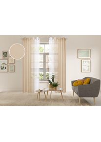 Gardine OTTO HOME "Nivva", beige (sand), B:140cm H:175cm, Polyester, Gardinen, Gardine, Transparent, &Ouml;sen- Aufh&auml;ngung, Pflegeleicht, 2er Set