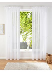 Gardine OTTO HOME "REGINA" Gr. 2, wei&szlig;, B:140cm H:175cm, Polyester, Polyester, Gardinen, Gardine, Transparent, Leinenoptik, 2-er Set