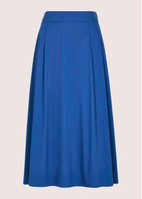 Madeleine Mode Midirock MADELEINE "Midirock Baumwollrock mit Kellerfalten", Damen, Gr. 34, royalblau, Obermaterial: 76% Baumwolle CO. 21% Polyamid PA. 3% Elasthan EL., Modern, A-Linie, R&ouml;cke Midirock, Kellerfalten