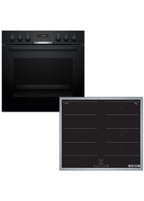 Bosch Flex-Induktions-Herd-Set "HND619LA61", Energieeffizienz: A+, schwarz, Herdsets, Flex-Induktion f&uuml;r gro&szlig;e T&ouml;pfe & 3D-Hei&szlig;luft f&uuml;r Backen auf 3 Ebenen, Flex-Induktions-Herd-Set
