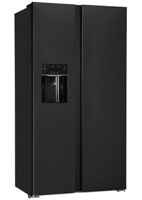 Exquisit Side-by-Side "SBS520-CF-040E", Energieeffizienz: E, inoxlook, az, B:90cm H:177cm T:66cm, K&uuml;hlschr&auml;nke, Side-by-Side