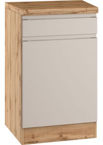 Unterschrank KOCHSTATION "KS-Virginia,neu in verbesserter Ausf&uuml;hrung", matt kaschmir, wotaneiche, B:50cm H:86cm T:60cm, MDF, Schr&auml;nke, Unterschrank, Breite 50 cm, 1 T&uuml;r, 1 Schubkasten, Soft-Close-Funktion