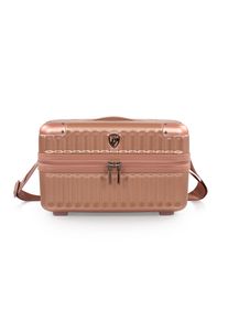 Handgep&auml;ck-Topcase Heys "Heys Luxe", Damen, Gr. B/H/T: 38cm x 22,5cm x 22cm, rosa (rose gold), Polycarbonat, Polyester, Strukturmuster, leichte Abriebeffekte, metallic, unifarben, Basic, Koffer Handgep&auml;ck-Topcase, Beautycase, Kosmetikkoffer, handgep&auml;cktauglich gem&auml;&szlig; IATA-Empfehlung